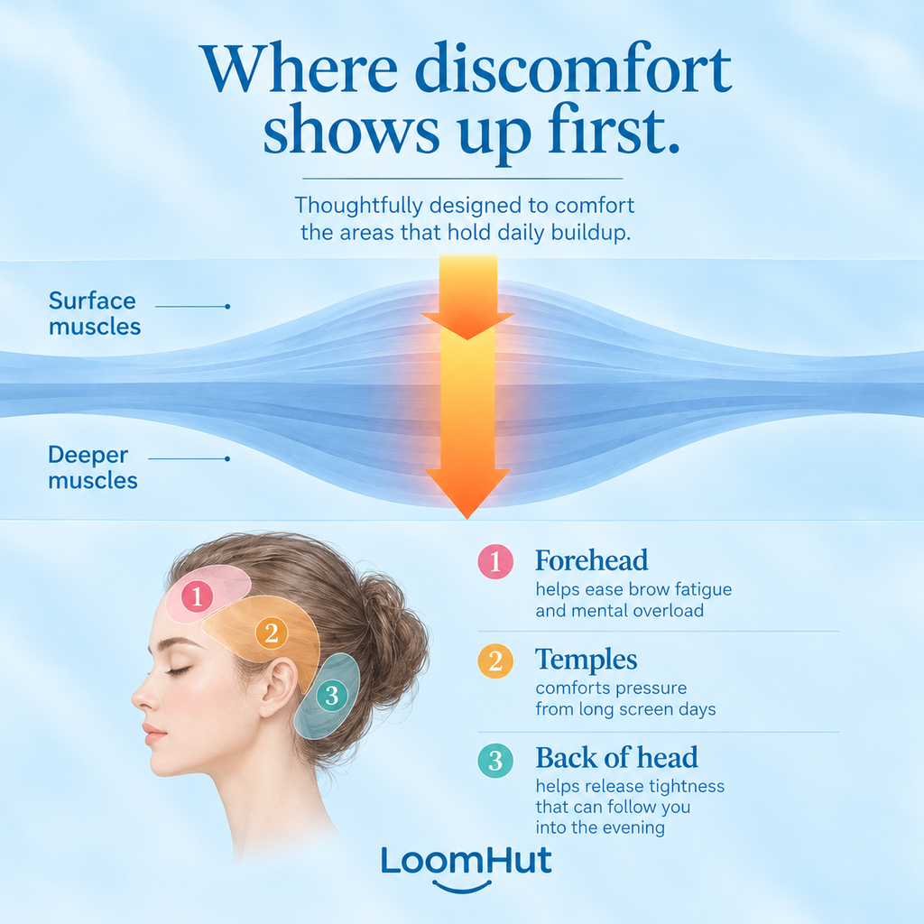 LoomHut All-in-One Head & Eye Massager | Heated Temple Relief + Multi-Zone Airbags